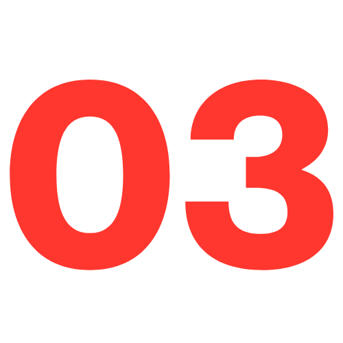 red icon of the number 03