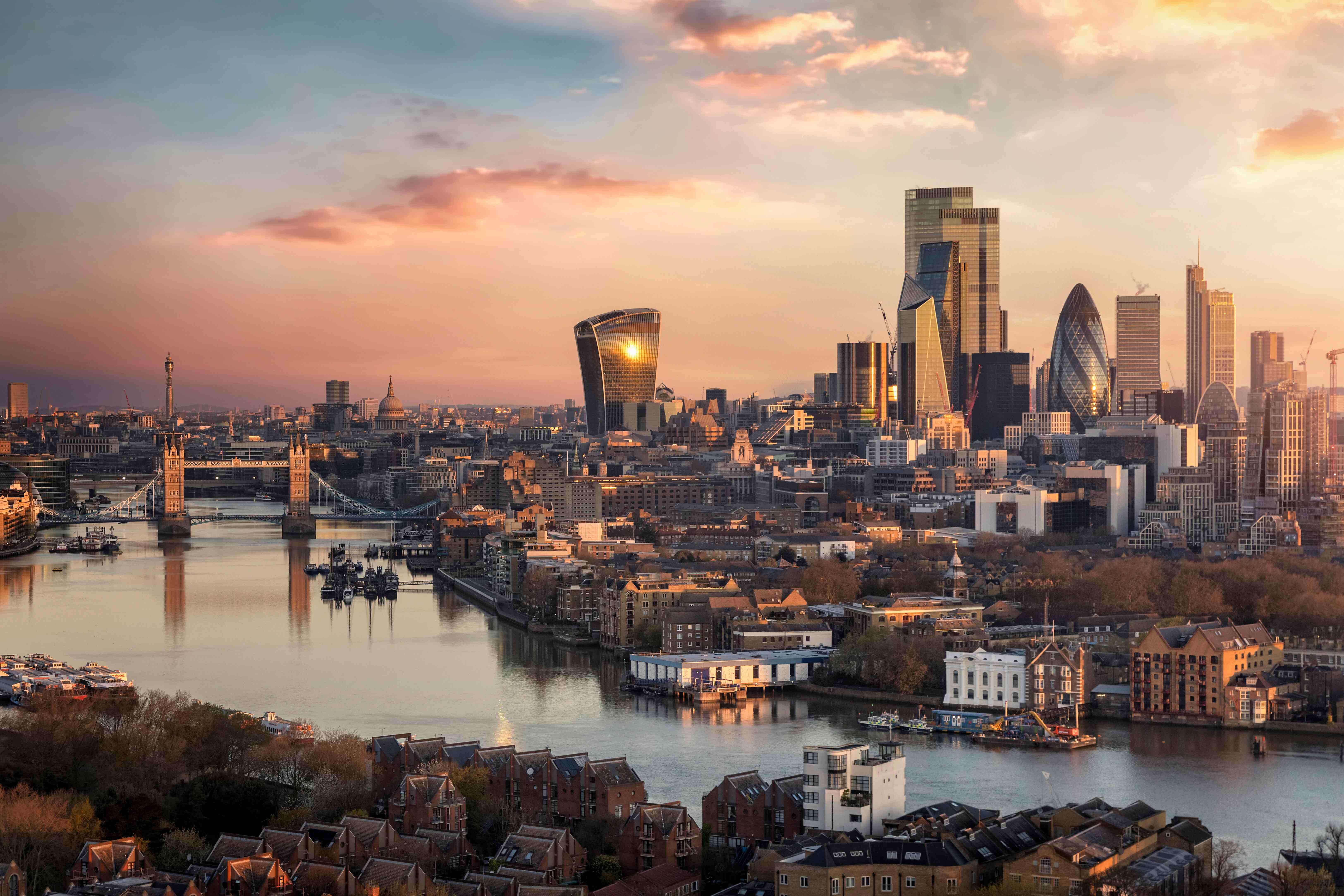 Sky view of London city
