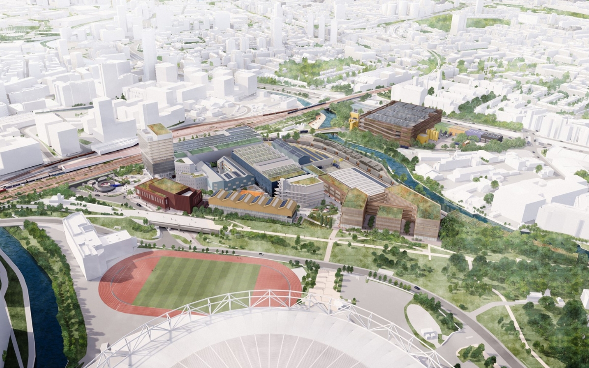 Visualisation of the planned masterplan at Bow Goods Yard