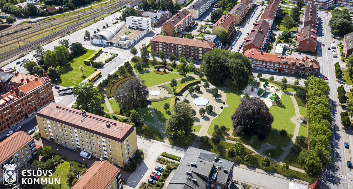 Visualisering av stadsparken i Eslöv
