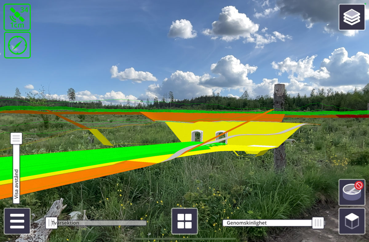 Visualisering av järnvägsbro med hjälp av AR-teknik.