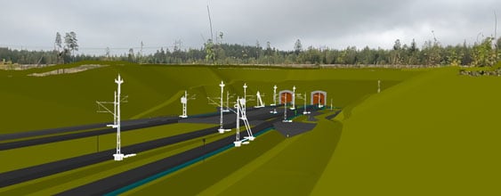 Visualisering av järnvägsbro med hjälp av AR-teknik.