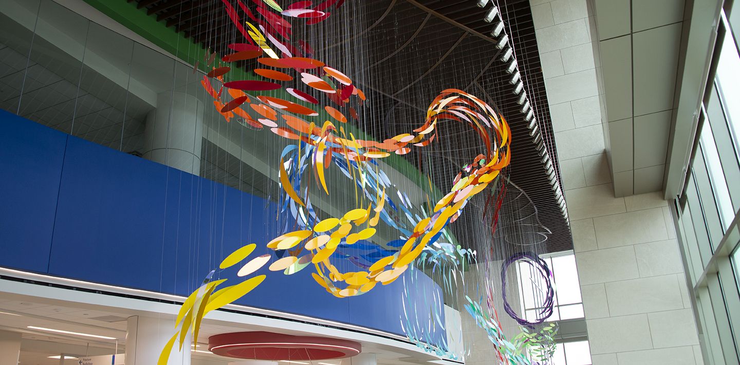 Colorful Lobby of the Scottish Rite for Children Orthopedic and Sports Medicine Center, Texas | WSP