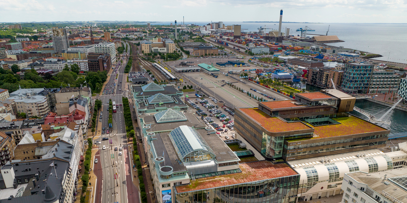 Helsingborg stad från ovan.