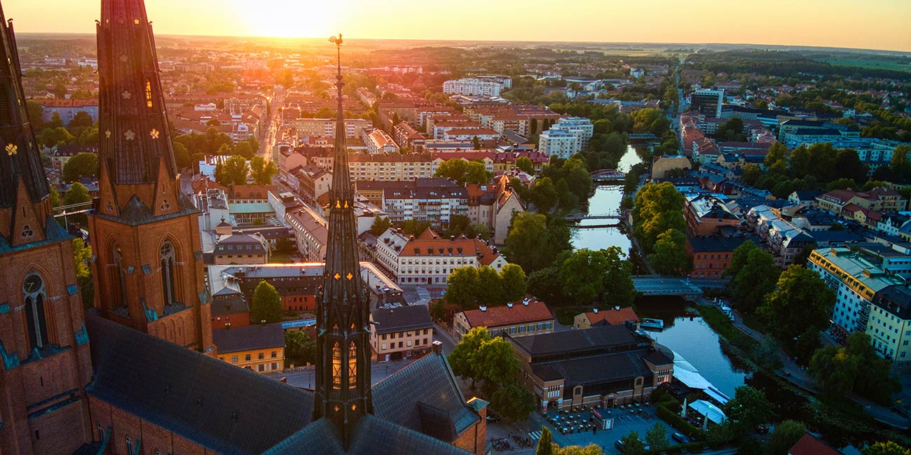 Solnedgång över Uppsala.