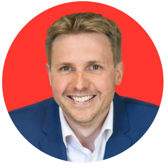 circular profile photo of Tristan Harvey-Rice on a red background