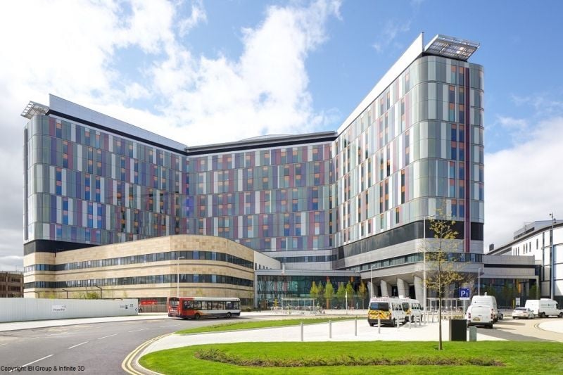 Ingénierie de l’Hôpital universitaire Queen Elizabeth de Glasgow – Vue extérieure