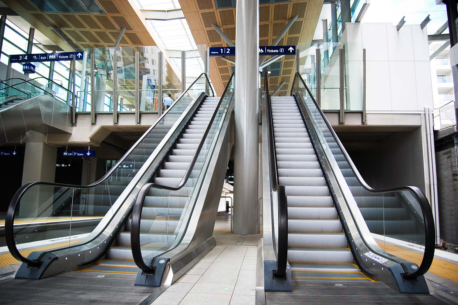 The escalators of Newmarket Rail Station