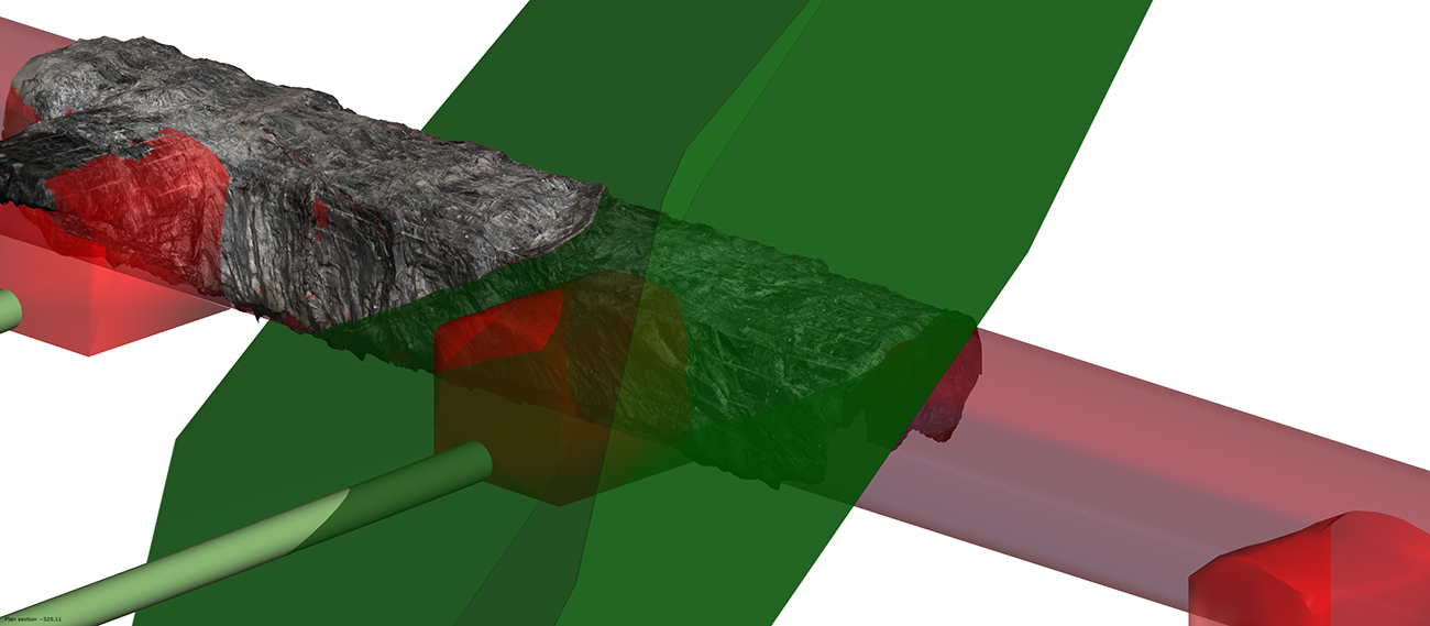 En hydrogeologisk modell framtagen i programvaran FracMan®. 