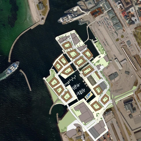 Skiss över Oceanhamnen.