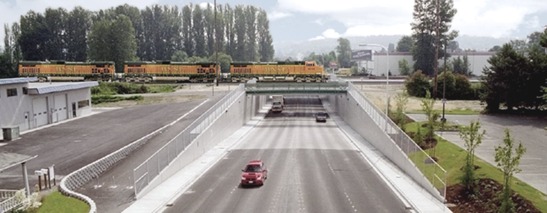 Artist rendering of the 180th street overpass and grade separation, whose construction was managed by WSP