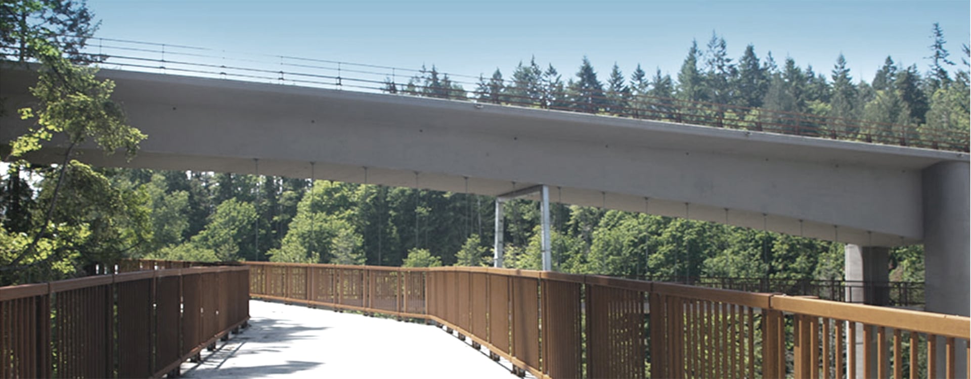 Elwha River Bridge over a pedestrian walking bridge