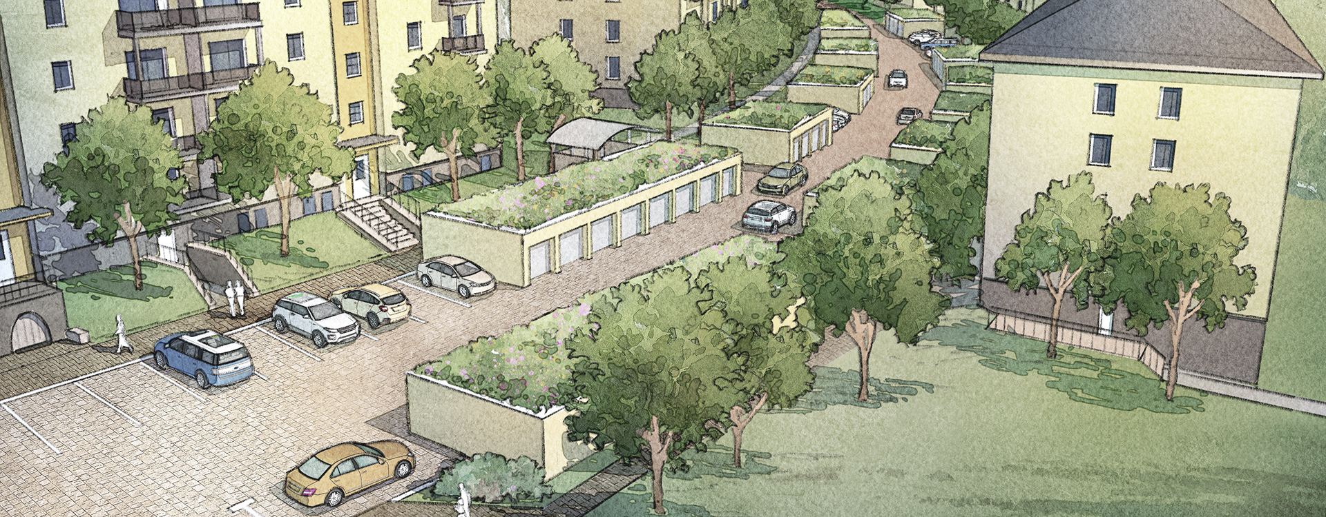 Artist rendering of IMCOM community family housing