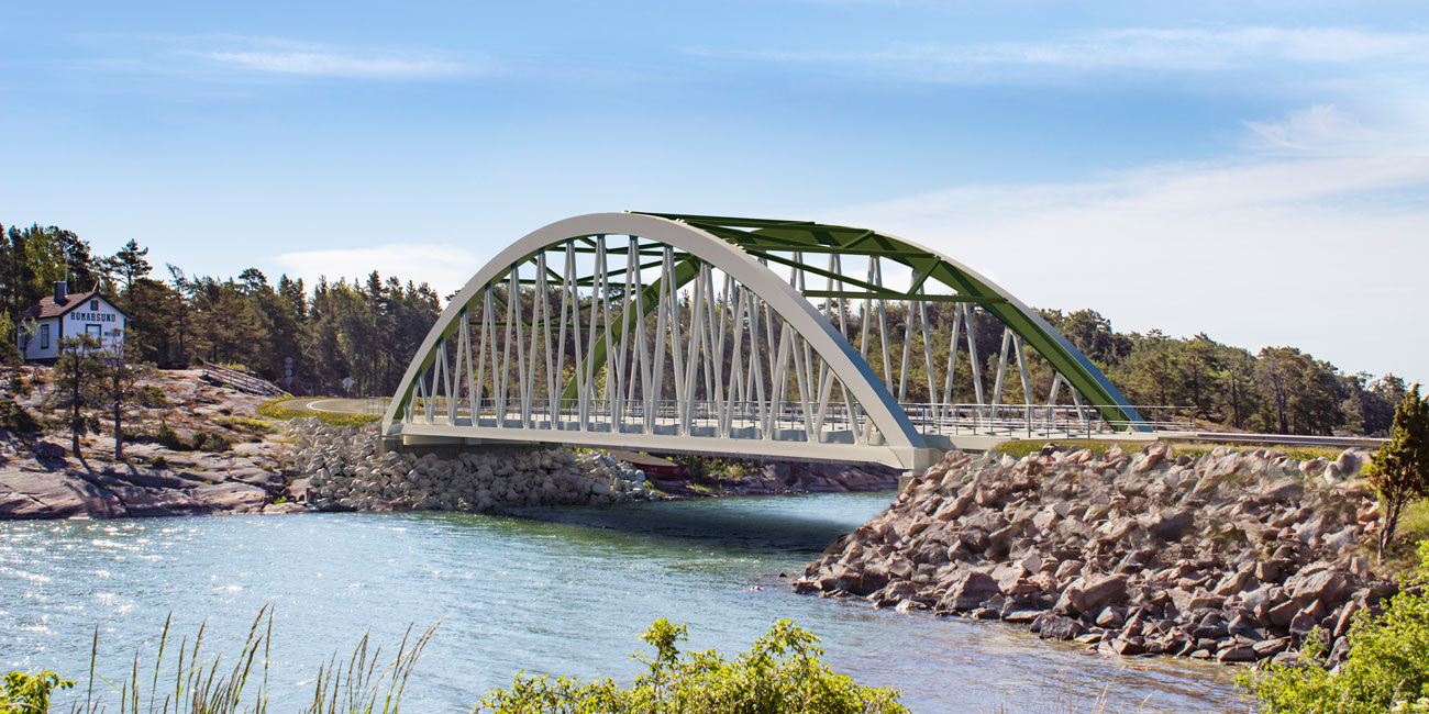 Visualisering av Bomarsundsbron på Åland.
