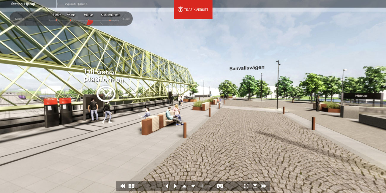 Visualisering av tågstationen Hjärup i Lund-Arlöv.