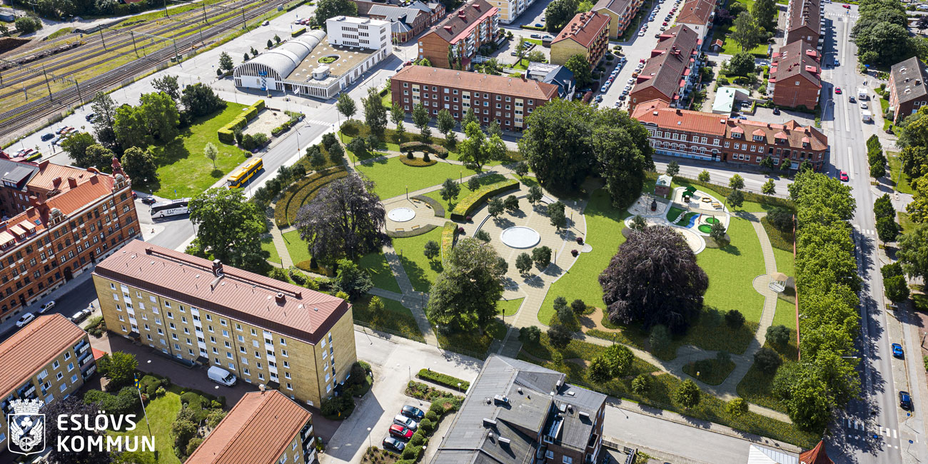Visualisering av Stadsparken i centrala Eslöv.