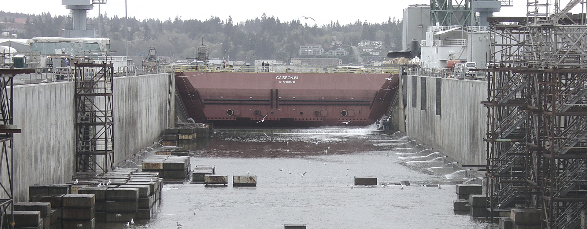 Inside of an emply drydock